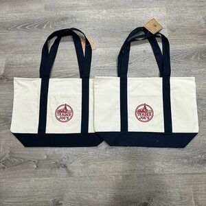 Trader Joe's Reusable Canvas Eco Tote Bags (Heavy Duty) - 2 Bag Lot‎ New w Tags